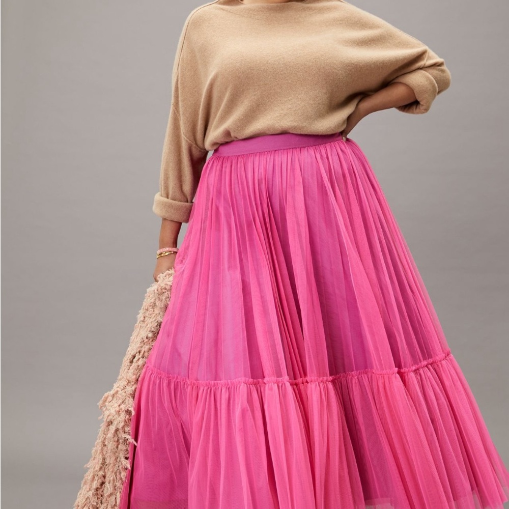 Anthropologie Flounced Tulle Maxi Skirt - Picture 5 of 6